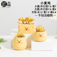 Succulent Flowerpot Ceramic Succulent Plant Cute Cartoon Style Large Small Caliber Simple Ventilated Small Flowerpot Kindergarten