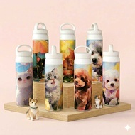 Seruni Living Cute Pet Tumbler – Cute Floral Dog & Cat Tumbler Tumbler Tahan Sejuk Tumbler Tahan Pan
