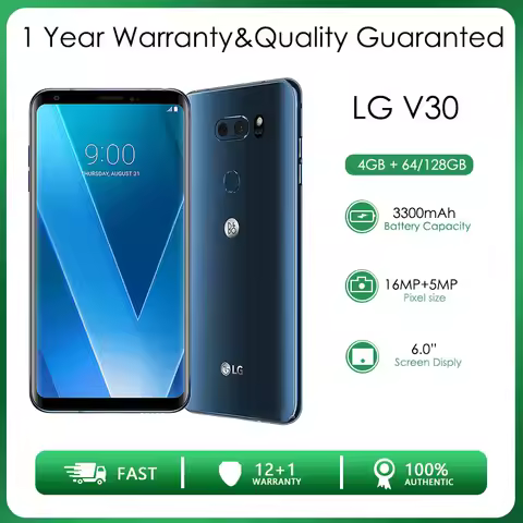 Original Unlocked LG V30 Single Sim 4GB RAM+64/128GB Octa-core 16MP 6.0'' 3300mAh Android 7.1.2 NFC 