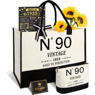 90th Birthday Gifts for Women Canvas Tote Bag Travel Gear, Unique 90 Years Old Gifts for Wife Sister