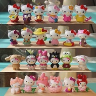 Sanrio ตุ๊กตาตุ๊กตาขยับแขนขาได้ Hello Kitty 6ชิ้น/เซ็ต, ตุ๊กตาน่ารักตกแต่งหน้าเค้กโมเดลของเล่นตั้งโต