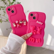Casing for OPPO A5 A3S A32 A53 2020 A57 A72 A8 A31 2020 A9 F11 A93 A93S A55 Baby Letter and red bear