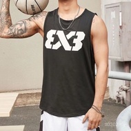 ✨READY STOCK✨3X3背心速干网眼透气训练服FIBA篮球运动背心薄款无袖美式vest
