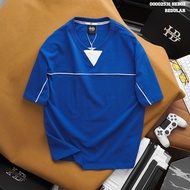 [FORM RỘNG] Áo thun nhấn VLine Heboz 4M áo thun nam cổ tròn vải 2 chiều co giãn - 00002531