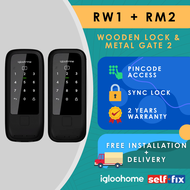 Igloohome Bundle - Rim Lock Metal Gate 2 (RM2) + Wooden Door Rim Lock (RW1) (Free Installation+Delivery)