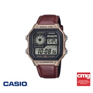 CASIO นาฬิกาข้อมือ CASIO รุ่น AE-1200WHL-5AVDF สายหนังแท้ สีน้ำตาล