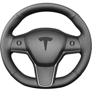 Sarung Stereng Jahitan Tangan, Sesuai untuk Tesla Model 3 2017-2023/Model Y 2020-2023, Sarung Steren
