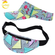 SUBEI1 80s 90s Fanny Pack, Comfortable Soft 80s Outfit Sun Visor Hat, Fashion Cotton Colorful 90s Ac