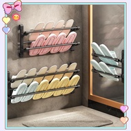[beauty&snow] Wall Mounted Shoe Ra Free Punch Slipper Ra Bathroom Slipper Hook Shoe Storage Shelf Dr