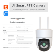 Tuya Smart Life WiFi  Outdoor Floodlight PTZ CCTV IP Camera PTZ 4MP  6MP IP66 Waterproof Camera work