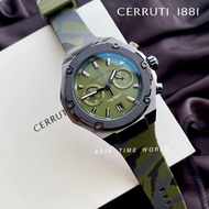 [Original] Cerruti 1881 CTCIWGO2206104 Chronograph Men Watch with Green Camouflaged Printed Silicon Strap