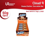 Cloud 9 Peanut Butter Chocolate Bar (50g x 12) Best Before: August 3, 2025