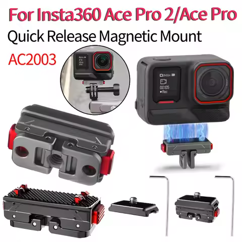 For Insta360 Ace Pro 2 Quick Release Magnetic Mount 1/4 Thread 2-Prong Mount Action Camera Tripod Ad