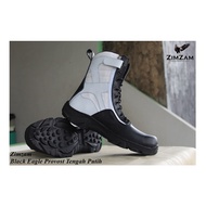 sepatu zimzam boots black eagle provos tni polri Badan putih pdl kulit asli safety ujung besi