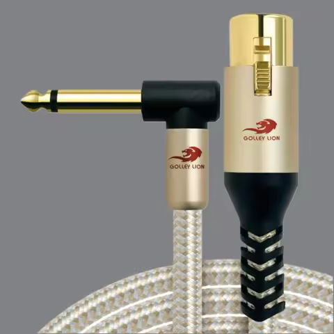 GOLLEY LION 90-Degree 6.35mm TS Jack to Straight 3-Pin XLR Female Adapter Cable for Speaker, Studio,