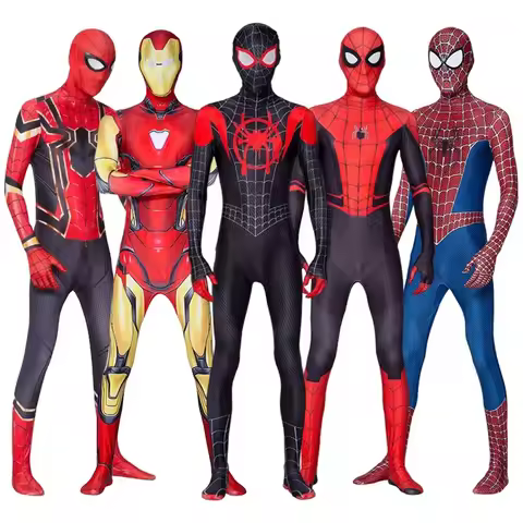 Spiderman Costume Spider Man Black Panther Iron Man Spider Gwen Cosplay Zentai Jumpsuit Bodysuit Hal