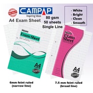 Campap Exam Sheets Foolscap Paper A4 80gsm 50 sheets Note Taking Paper Kertas Peperiksaan