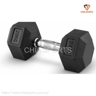 Premium Rubber Coated Hexagon Dumbbell 20KG 1pc