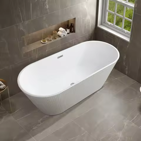 Standing Modern Portable Acrylic Bathtub 1.2M 1.3M 1.4M 1.5M 1.6M 1.7M Adult Oval Large Soaking Bath