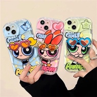 Case Cover For OPPO Reno 8T 5G 7Z 8Z Reno8 Realme 10 4G 5 6 7 Pro 8 7i Phone Casing The Powerpuff Girls 3D Wavy Curved Edge Soft Clear TPU Bracket Holder Cartoon