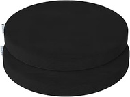 Round Chair Cushion Set (2, Black) 40 x 40 x 5 cm - High Density Foam Seat Cushion for Kitchen Chair