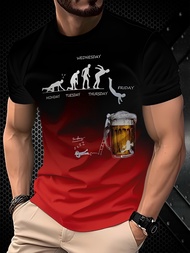 Tshirts For Men 3d Printed Gradient Beer Funny T Shirt For Man Beer Casual Short Sleeve Tshirt
