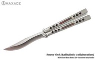 Maxace Snowy Owl 「雪鴞」聯名款--鈦柄鑲嵌紅碳纖蝴蝶刀-MAXACE OX07-1-A