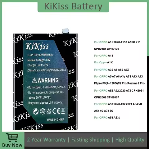 Battery For OPPO A15 A18 A1K A3S A5 A52 A53/T A57 5G A58 4G A71 A73 A76 A77 A78 4G A79 A9 PCAM10 A96