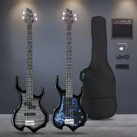 46 In Full Size Electric Bass Guitar With AMP Beginner Kits & Tools for Student