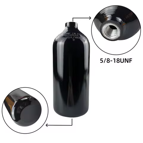 0.79L empty aluminum bottle hpa tank，Black glossy surface Air tank hpa air tank,optional with or wit