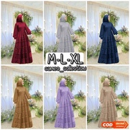 Gamis Dress Maxi Brokat Busana Muslimah Baju Muslim Wanita Brukat Hijab Syari Fashion Pesta Hasanah 