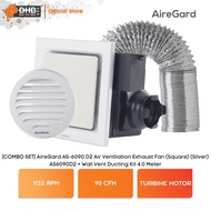 [COMBO SET] AireGard AS6090 D2 Air Ventilation Exhaust Fan (Square) (Silver) AS6090D2 + WVK-2BR Wall
