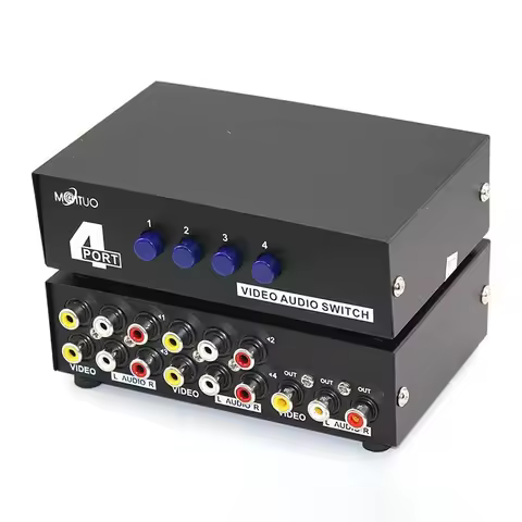 AV Switcher 4x1 2x1 8x1 RCA Switcher 4 in 1 out Signa Composite Video L/R Stereo Audio switch Select