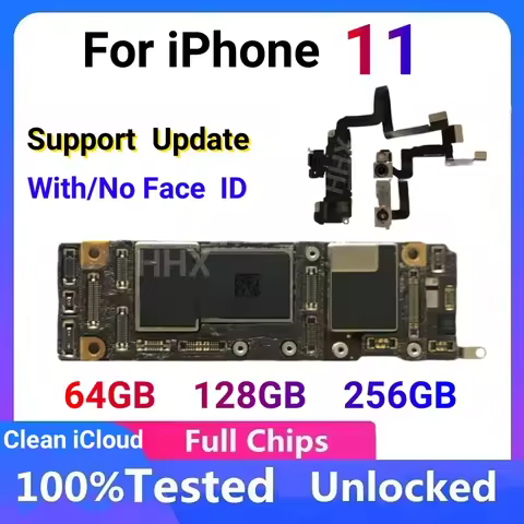 For iPhone 11 Motherboard Clean iCloud Unlocked 11 Pro Logic Board Mainboard With/No Face ID 11 ProM
