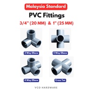 [ 3/4" (20 MM) &amp; 1" (25 MM) ] Malaysia Standard PVC Fittings Grey Pipe Joint Pipe Connector DIY Local Spec/Elbow Tee