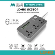 LDNIO 3604 SC3604 / 3412 SC3412 (FAST CHARGE) HOME/OFFICE UK MALAYSIA PLUG EXTENSION SOCKET 3 UNIVER