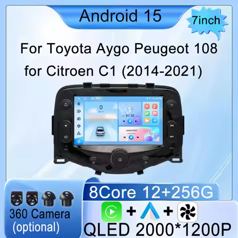 Carplay HD Screen Car Radio Multimedia Player for Toyota Aygo Peugeot 108 for Citroen C1 2014 - 2021