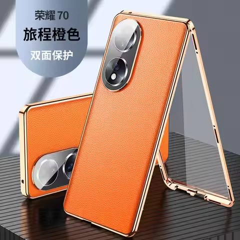 360 Full Protection Metal Bumper Clear Front Glass Case for Honor 70 Honor70 FNE NX9 with Back PU Le