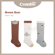 Day One 🍃【0-12M】3Pairs Cotton Baby INS Style High Sock & Long Shoe Sock Stokin Panjang Bayi