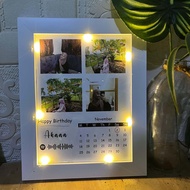 custom kado ultah aesthetic plus bingkai minimalis gift kalender pakai lampu | hadiah wisuda | hadia