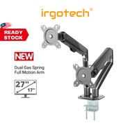 IRGOTECH Monitor Stand Dual Arm Height Adjustable 13"-27" Desktop PC Computer Stand VESA Mount Brack