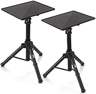 Universal Laptop Projector Tripod Stand - 2 Pcs Computer, Book, DJ Equipment Holder Mount Height Adjustable Up to 35 Inches w/ 14'' x 11'' Plate Size - Perfect for Stage or Studio Use - Pyle PLPTS2X2