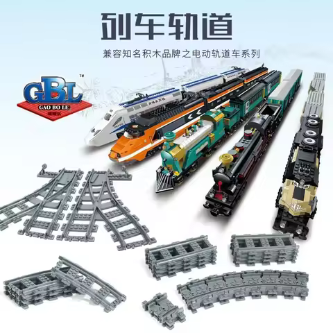 New City Train Power-Driven Diesel Rail Train Cargo With Tracks High-tech Building blocks Set Model 