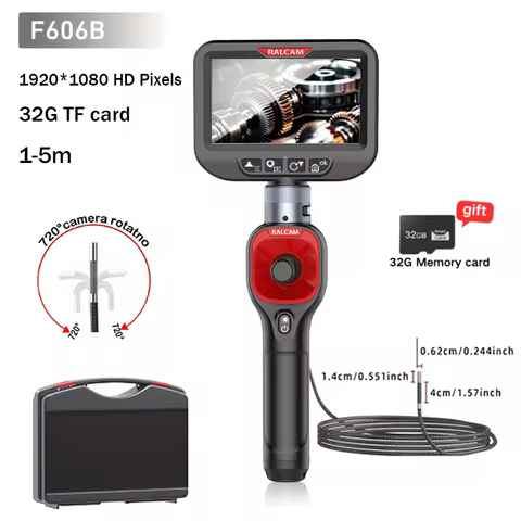 RALCAM Articulating Borescope 6.2mm 4 Ways IPS Automotive Endoscope Inspection Camera with 6 Adjusta