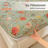 Dansunreve 1pc Floral Fittedsheet Soft Breathable Fitted Bedsheet Single Queen King Mattress Protector