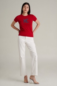 Mc JEANS Online Exclusive เสื้อยืดแขนสั้นผู้หญิง คอกลม MTTZA59 เสื้อยืดแขนสั้น Slim fit ทรงสลิม ปักต