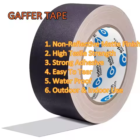 Non-Reflective Gaffer Tape Black Matte Cloth Tape For Photography Book Repair Filming Backdrop Cable