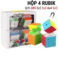 Hộp Combo 4 Rubik QiYi MS Cube 2x2 3x3 4x4 5x5 Có Nam Châm Cao Cấp