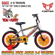 Sepeda Anak Laki-Laki 2-8 Tahun Foster FT5502-2 Tom and Jerry 12 Inci