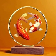 Good Luck Double Koi Crystal Ornaments More Than Every Year High-End Home Creative Desktop Living Ro